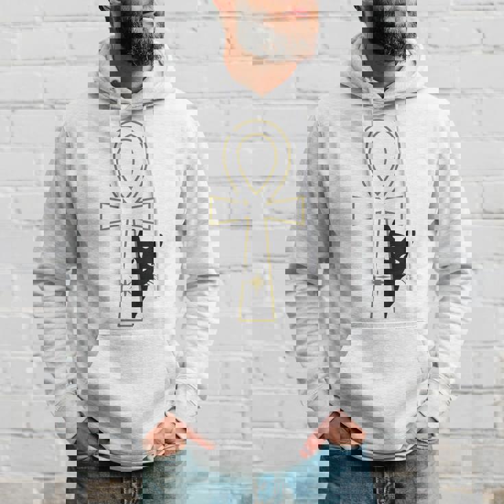 Ankh & Cat デザイン – スピリチュアル瞑想アート パーカー 彼への贈り物