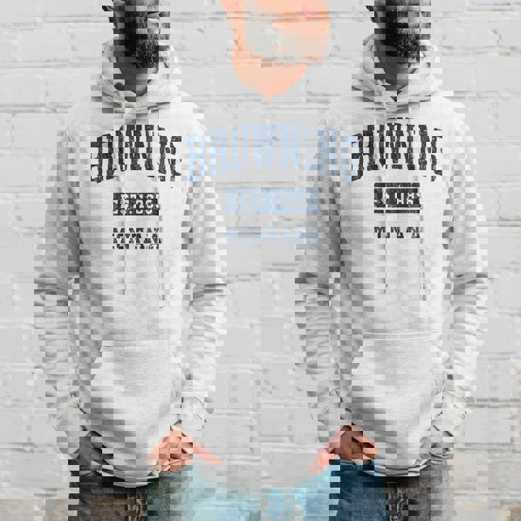 Browning Montana Mt ビンテージ スポーツ 確立 ネイビーデザイン 長袖tシャツ パーカー 彼への贈り物