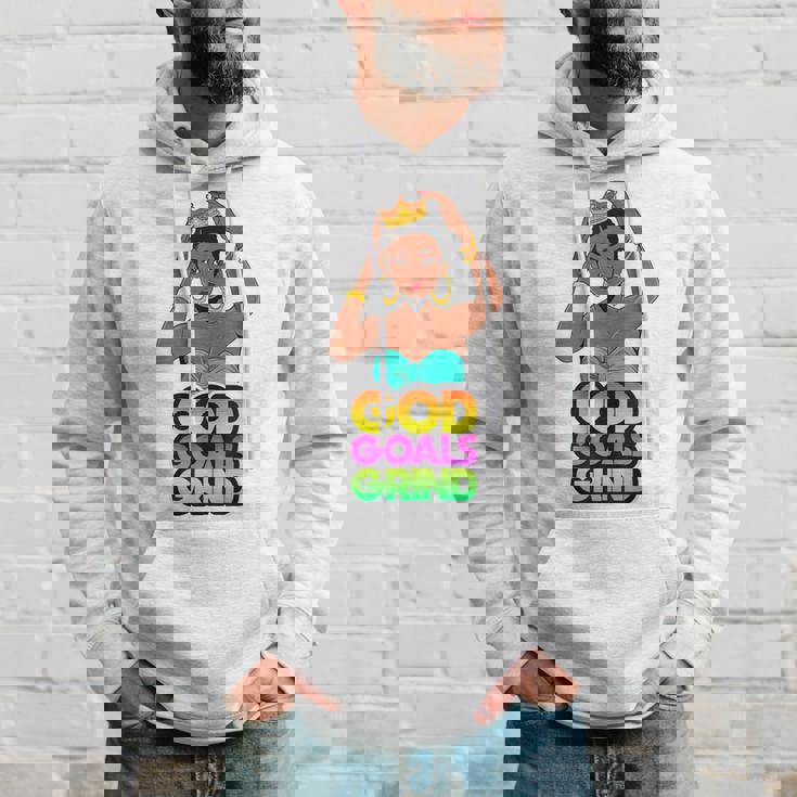 God Goals グラインドメラニン クリスチャン 楽しい ブラック クイーン ガールズ パーカー 彼への贈り物