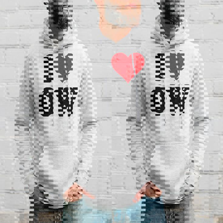 I Heart Ow Initials I Love OW First And Last Name O W パーカー 彼への贈り物