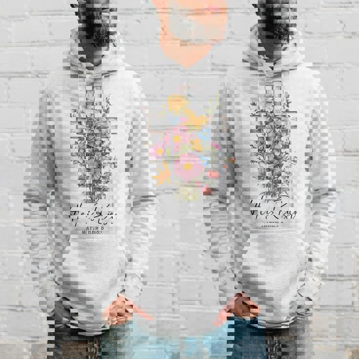 He Is Risen 花柄 十字架 春の花 イースター クリスチャ パーカー 彼への贈り物