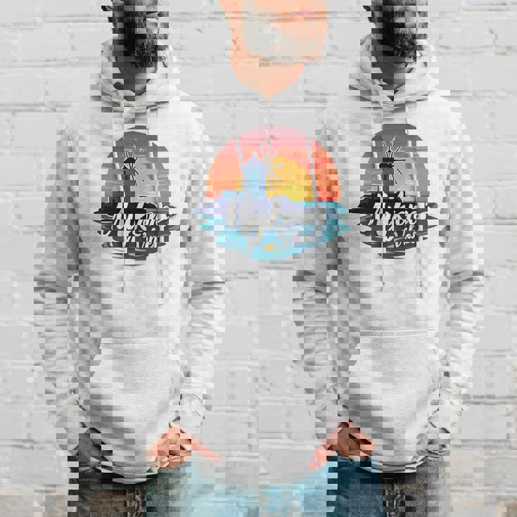 Mykonosibes ヴィンテージ 夕日 ギリシャの島 ギリシャ お土産 長袖tシャツ パーカー 彼への贈り物