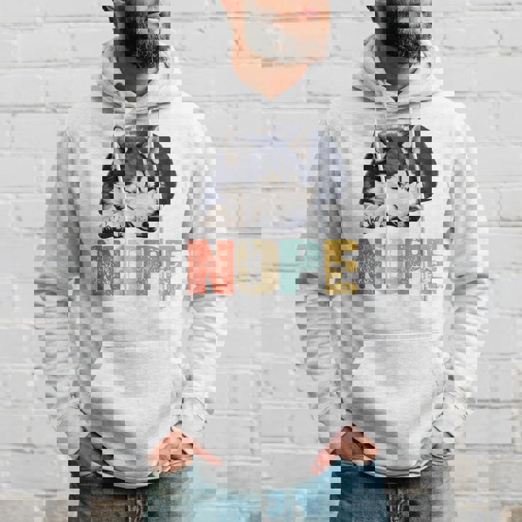 Nope 眠るシベリアンハスキーデザイン 長袖tシャツ パーカー 彼への贈り物