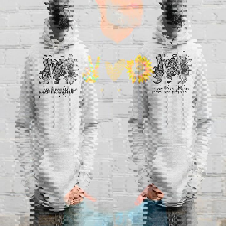 Peace Love サンシャイン ヒッピー ひまわり ヒマワリ 恋人へのギフト パーカー 彼への贈り物