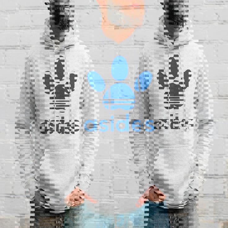 【バックプリント・背中側】Asides アシデス 足です。肉球です。【変なtシャツ屋】スポーツ ブランド パロディ 面白 パーカー 彼への贈り物