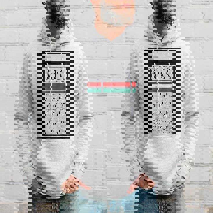 【バックプリント・背中側】Bocci ぼっち ロゴ 総柄 イタリア国旗風【変なtシャツ】陰キャ ブランド パロディ 面白 パーカー 彼への贈り物