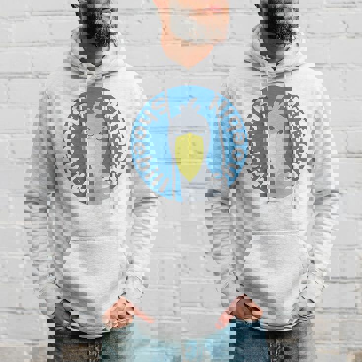 【バックプリント・背中側】ハシビロコウ『ロゴマーク』ブルー 青【どうぶつフレンズ】鳥 動物 ゆるくて かわいい イラスト パーカー 彼への贈り物