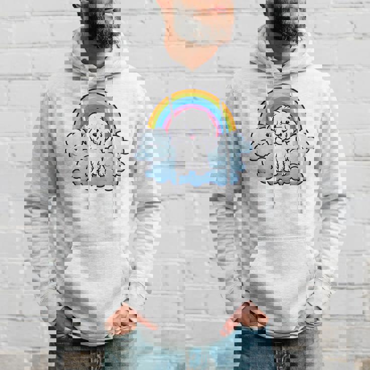 かわいいボロネーゼ犬 レインボークラウド カラフル カワイイ 子犬好き パーカー 彼への贈り物