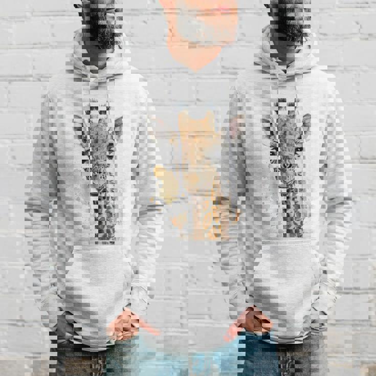 かわいい水彩画 キリン 赤ちゃん 美的 動物 アート 絵画 長袖tシャツ パーカー 彼への贈り物