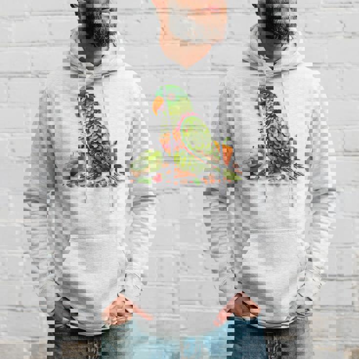 ウロコインコ フルーツアート トロピカル キウイ りんご ナッツ パーカー 彼への贈り物