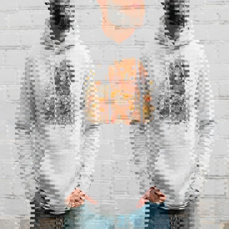 クリーム色の花のダックスフント 愛らしいミニドキシー犬 パーカー 彼への贈り物