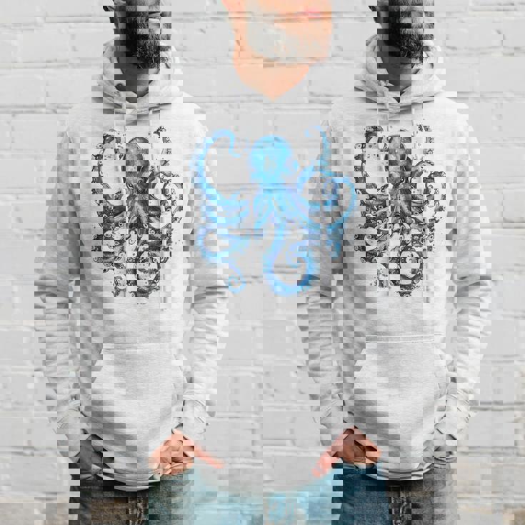 クール ブルー タコ 海 海 好き 触手 タコ好き パーカー 彼への贈り物