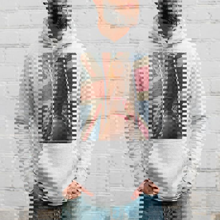 セクシーガールグラフィックtシャツ 「ホットピンナップガール&イギリスの旗」 長袖tシャツ パーカー 彼への贈り物