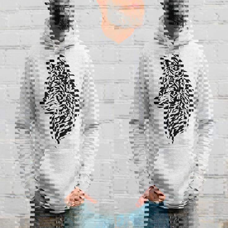 トライバルウルフ ポリネシア部族 マオリ柄 オオカミ パーカー 彼への贈り物