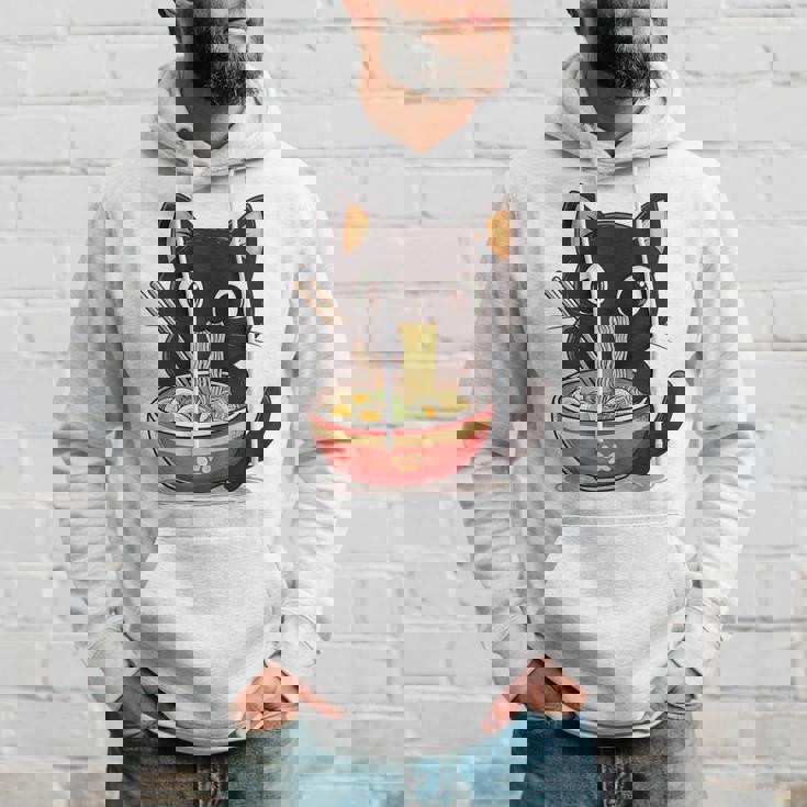 ヌードルキャット黒猫ラーメンデザイン パーカー 彼への贈り物