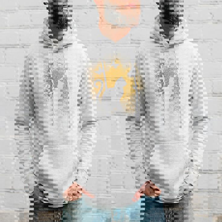 バックプリントの猫のシルエット パーカー 彼への贈り物