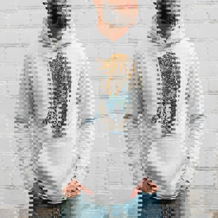 ヒョウ アニマルプリント モチーフ 描画 ポートレート ヒョウ パーカー 彼への贈り物