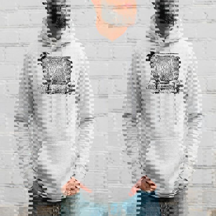 ビンテージ羊の描画 パーカー 彼への贈り物