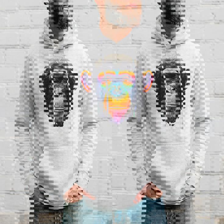 マルチカラー アート カラフル チンパンジー パーカー 彼への贈り物