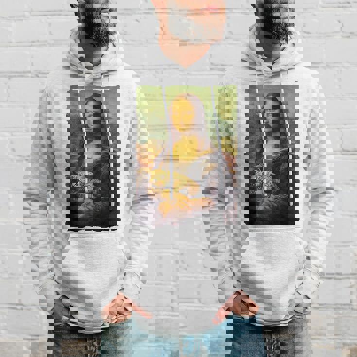 モナ・リザとオレンジ色の猫 面白いアートの絵 パーカー 彼への贈り物