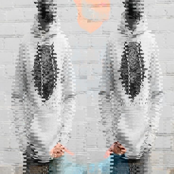 ヴァルハラ ウルフマスク オーディン ルーン文字 北欧コンパス バイキング メンズ レディース 長袖tシャツ パーカー 彼への贈り物