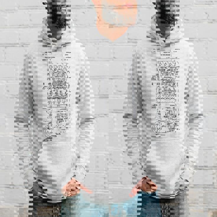 ヴィンテージエンジンブロックの青写真図–メンズカーグラフィック パーカー 彼への贈り物