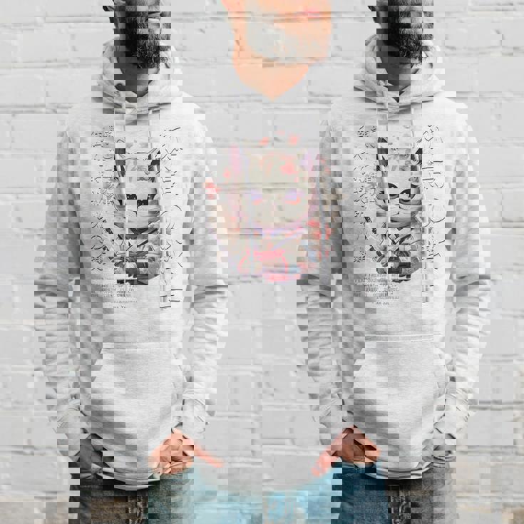 バックプリント 侍 猫戦士 日本人 忍者 キティ カワイイ パーカー 彼への贈り物