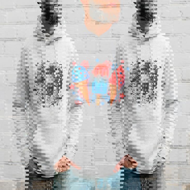 少年 赤 白 青 アメリカ国旗 7月4日 アイスキャンディー 愛国的 長袖tシャツ パーカー 彼への贈り物