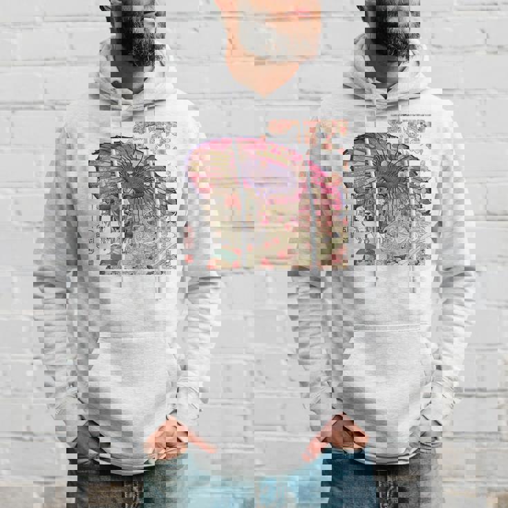 振り返る娘 見返り美人 日本美人 花街 浮世絵 桜 花 奇麗 赤 バックプリント パーカー 彼への贈り物