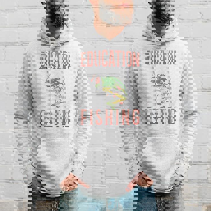 教育は重要ですが、釣りは重要です 面白い 長袖tシャツ パーカー 彼への贈り物