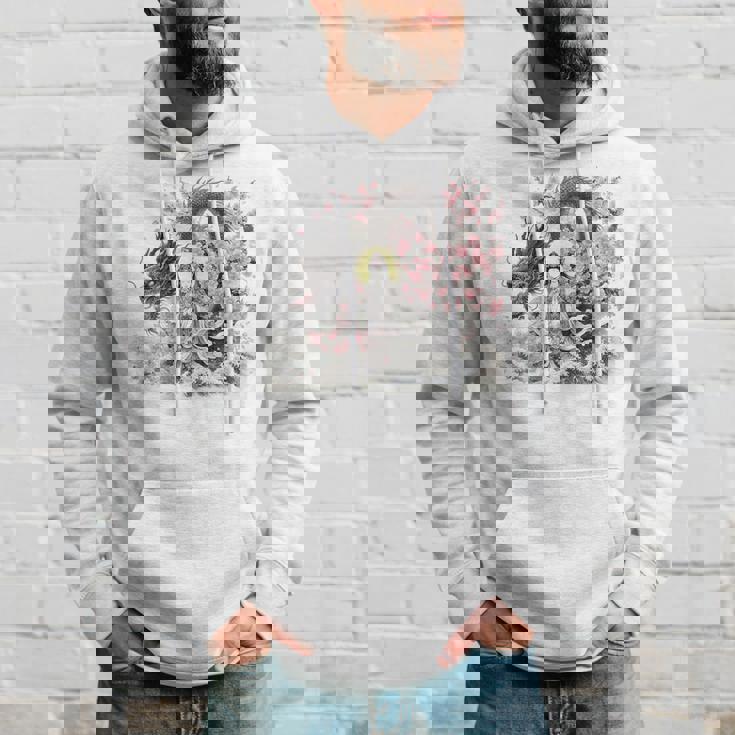 日本 浮世絵 観音菩薩 竜 桜 波 バックプリント パーカー 彼への贈り物