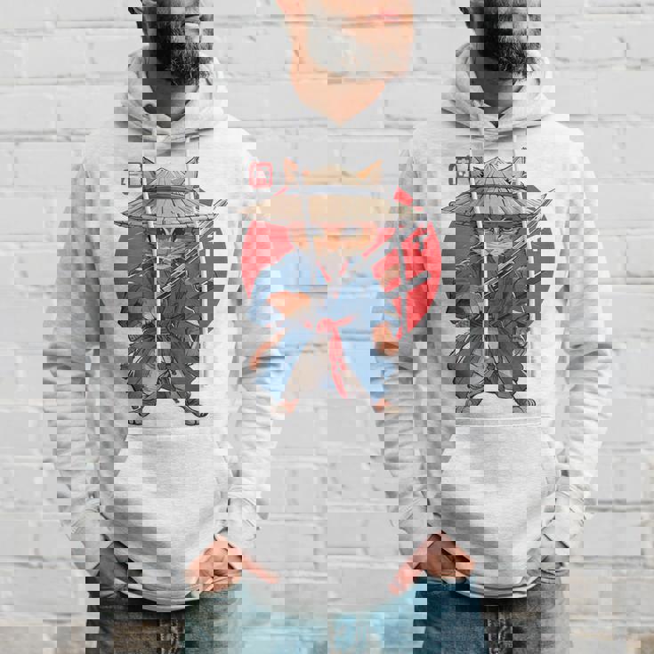 日本の侍 猫戦士 浮世侍 バックプリント パーカー 彼への贈り物