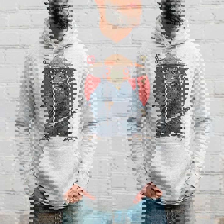 日本の侍カエルの戦士浮世サムライヒキガエルバックプリント。 パーカー 彼への贈り物