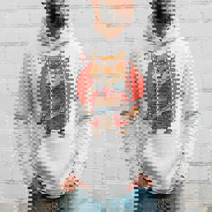 日本の侍犬 柴戦士 浮世サムライ バックプリント パーカー 彼への贈り物