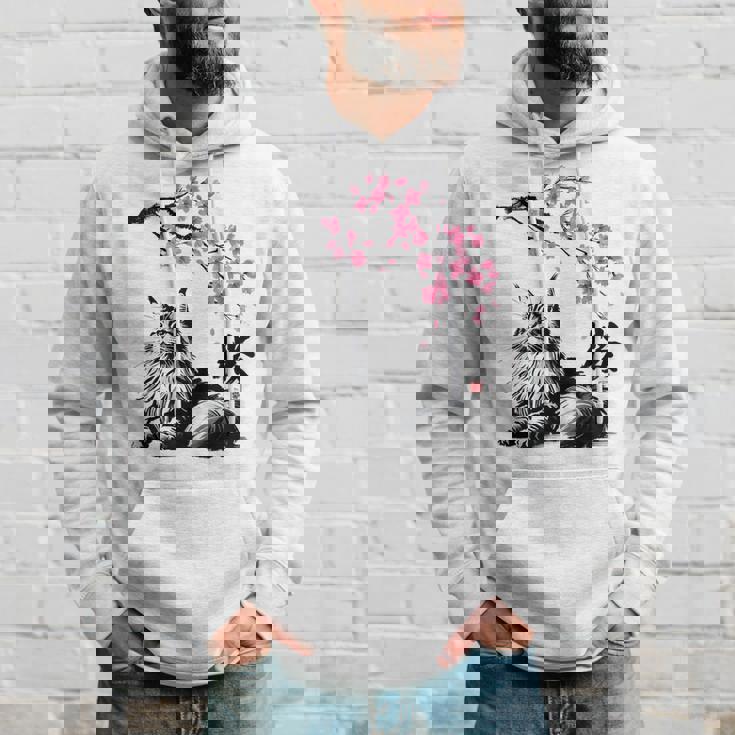 日本美術 メインクーン 猫 桜 桜 パーカー 彼への贈り物