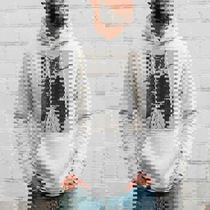 日本美術 猫 忍者 浮世絵 アニメ風 侍猫 長袖tシャツ パーカー 彼への贈り物