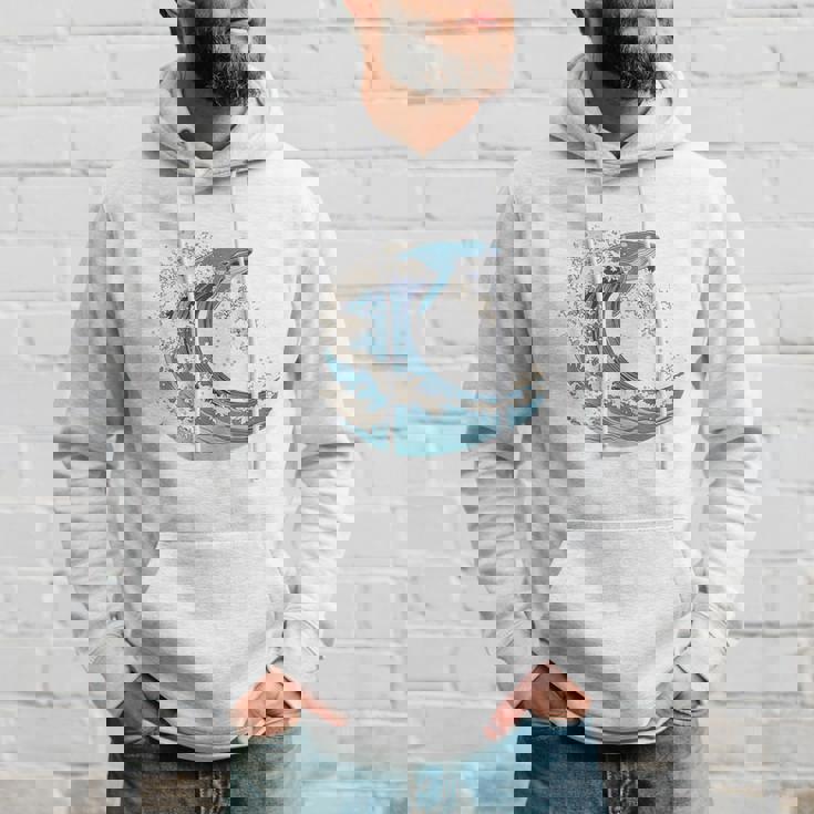 海の波から現れる芸術的なクジラ パーカー 彼への贈り物