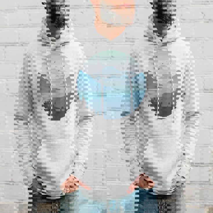 湖 森 風景 山 シルエット 長袖tシャツ パーカー 彼への贈り物