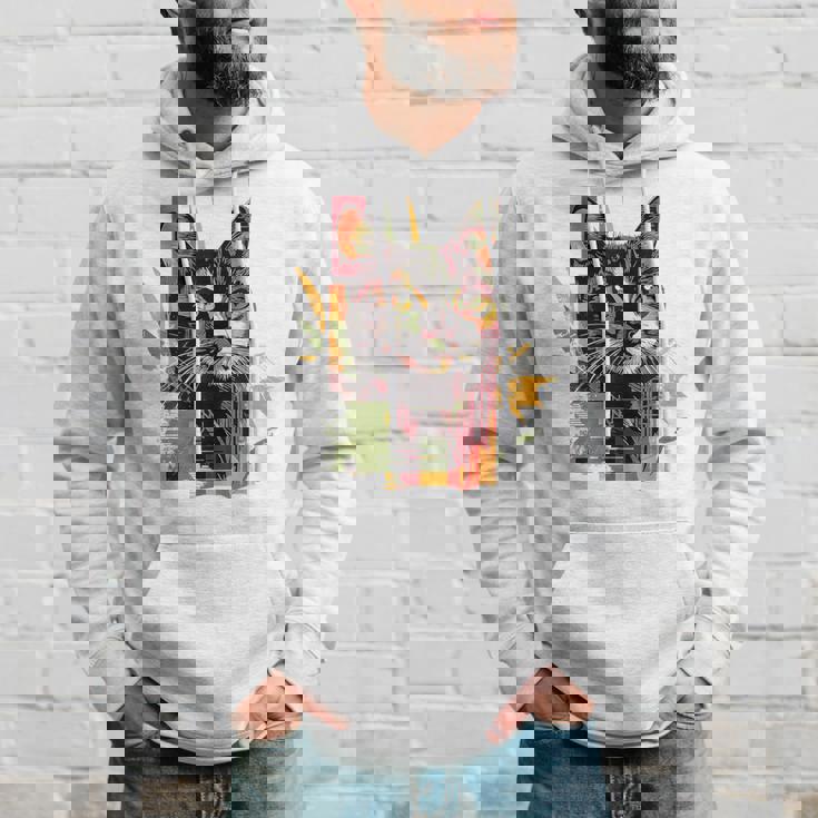 猫 抽象的 かわいい アート ポートレート 動物 恋人 グラフィック 猫 パーカー 彼への贈り物