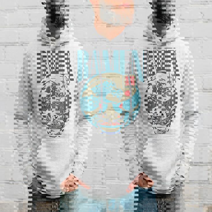 猫食べるラーメン キッズ&大人、日本の神奈川波ラーメン パーカー 彼への贈り物