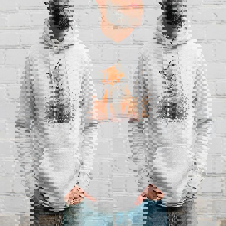 笑顔 水彩 キツネ 森林 動物 パーカー 彼への贈り物