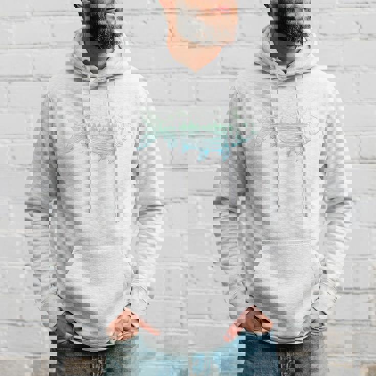 背中 山から形をした涼しい魚 自然 情景 釣り パーカー 彼への贈り物