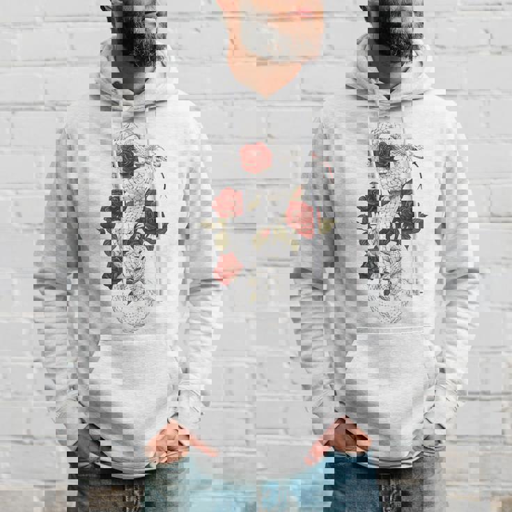 蛇爬虫類 蛇 バラ 花 爬虫類 ギフト パーカー 彼への贈り物