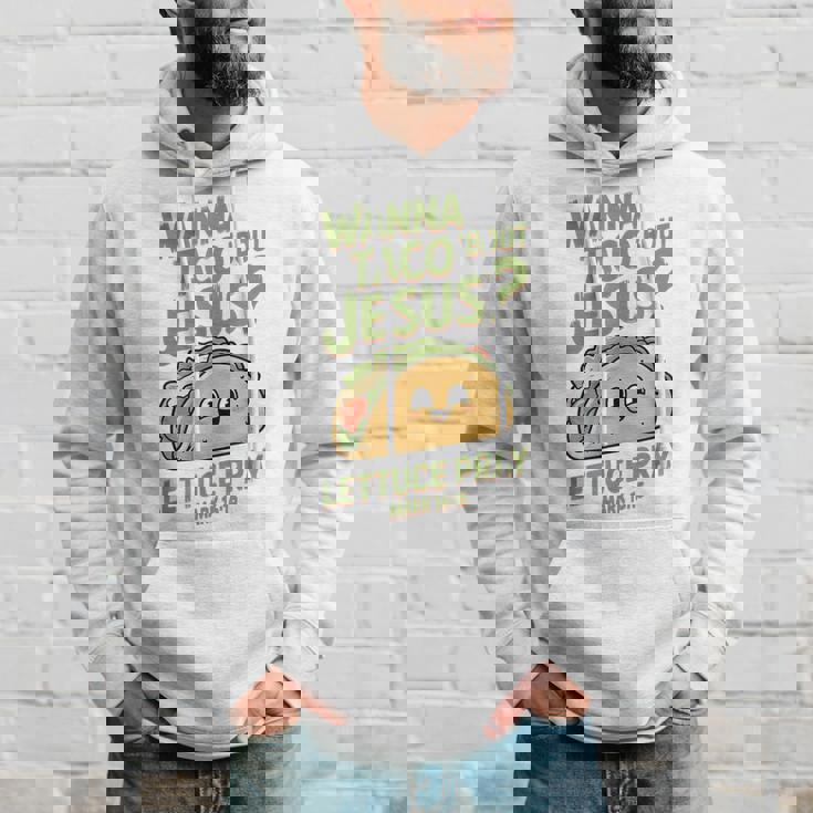 面白いクリスチャンタコス、Wanna Taco 'Bout Jesus パーカー 彼への贈り物