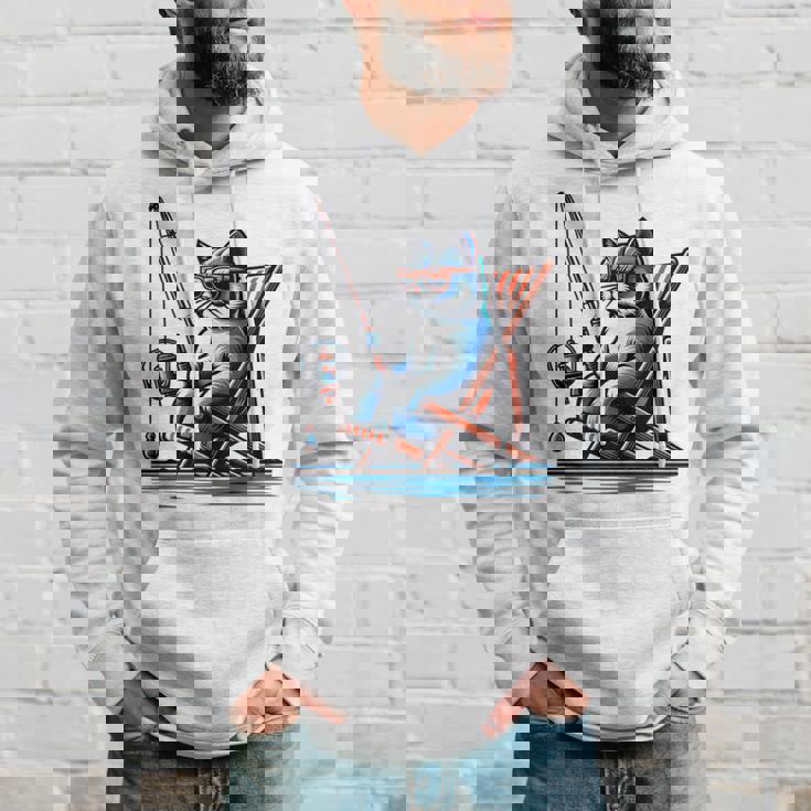 面白い釣り猫ロッドとリール Lets Go 釣り 猫釣り 長袖tシャツ パーカー 彼への贈り物