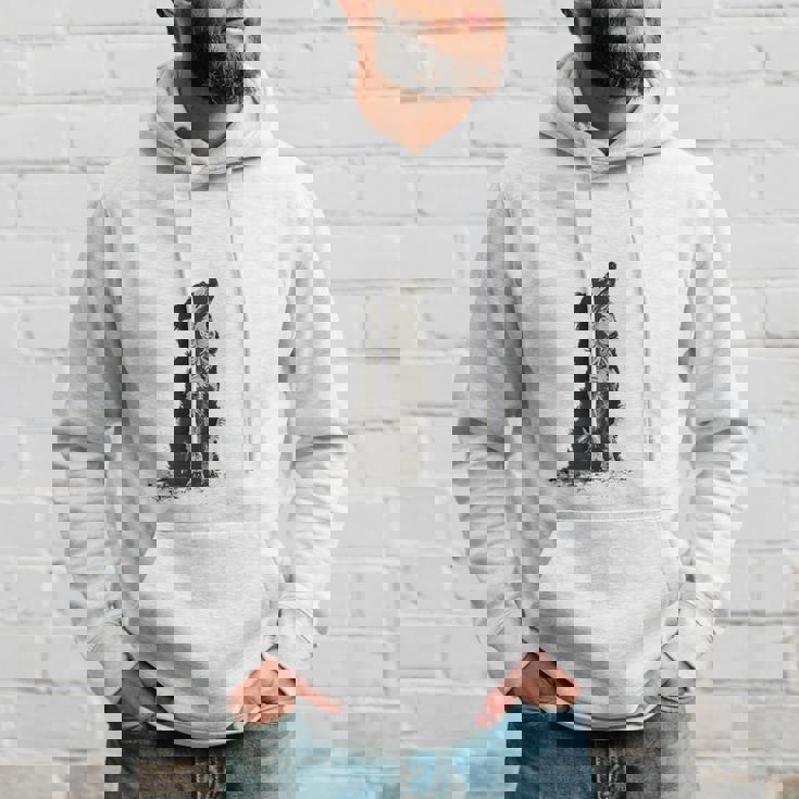 飼い主を見ているボーダーコリー 農場の犬 パーカー 彼への贈り物