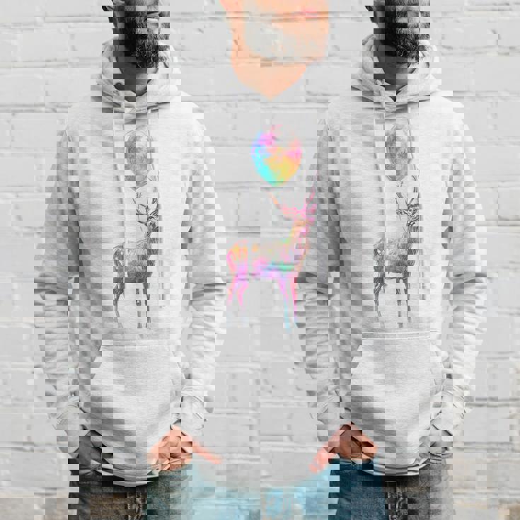 鹿 カラフル モチーフ 抽象 動物 プリント アート 鹿 パーカー 彼への贈り物