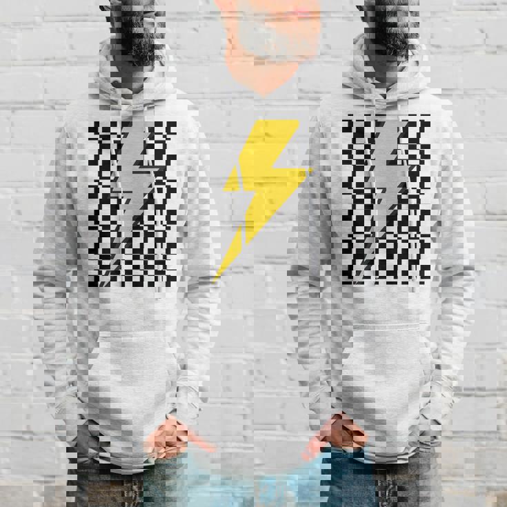 黄色の稲妻チェッカー審美的レーシング 長袖tシャツ パーカー 彼への贈り物