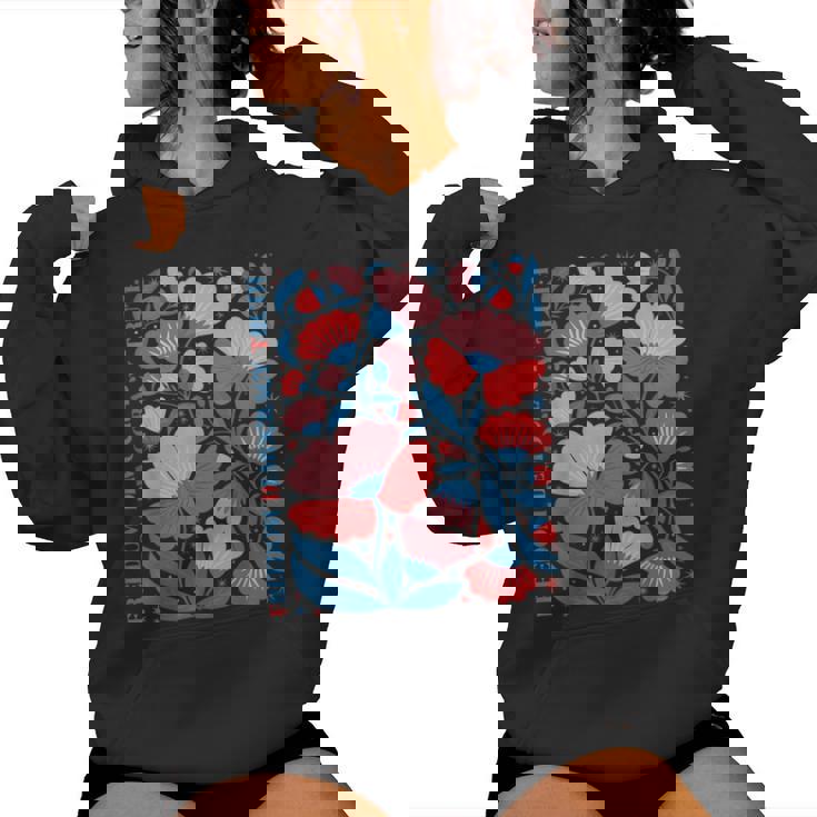 Boho Floral Freedom Democracy Truth Patriotic 4Th Of July Women Hoodie