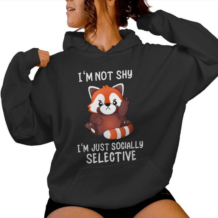 Déclaration D'humour Antisocialocialementélectif Mignon Panda Rouge Sweat à capuche femme